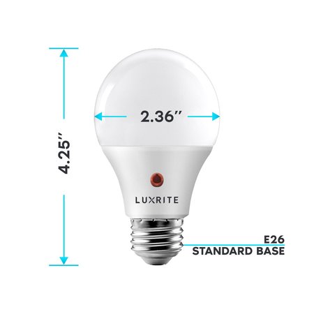Luxrite A19 LED Light Bulbs Dusk to Dawn 9W (60W Equivalent) 800LM 3000K Soft White E26 Base 2-Pack LR21471-2PK